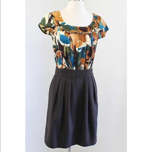 Anthropologie Dresses & Skirts - Colourful Silk and Tweed Dress